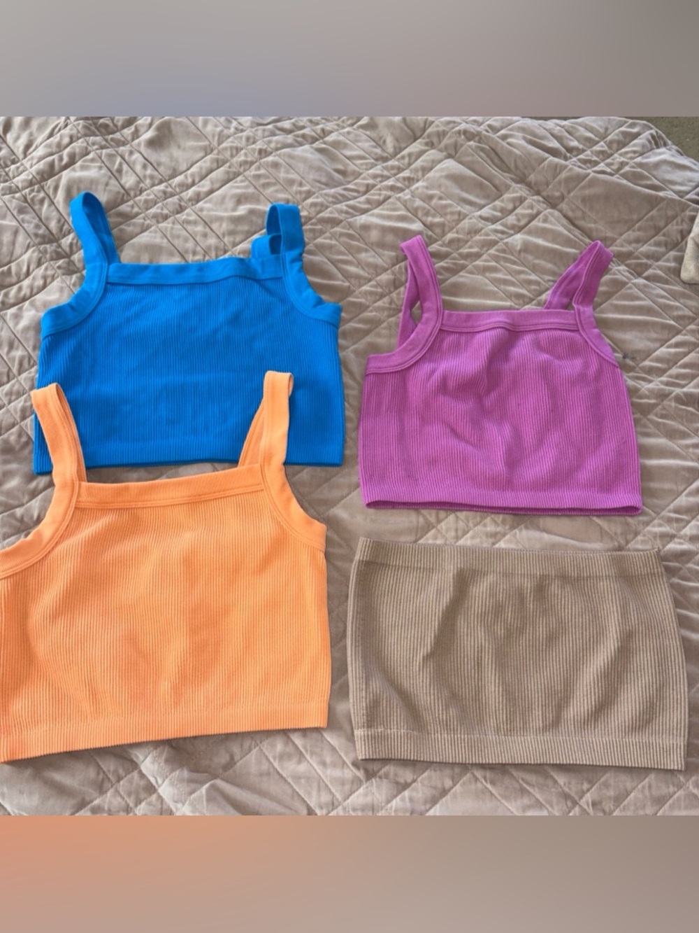 A Lot Of 4! Cotton on Ribbed Knit Cropped Tank Tops. Size. S-L Stretchy Compress